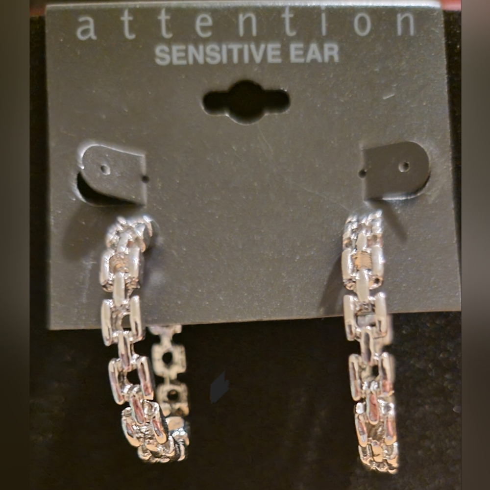 Silvertone Hoops w/Buckle Design